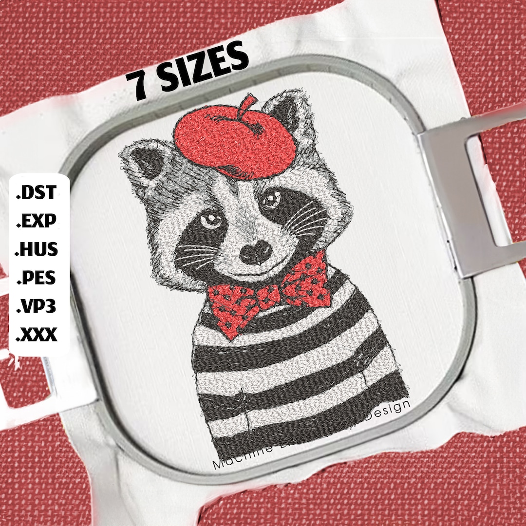 Intellectual Raccoon Machine Embroidery Design Digital Machine ...