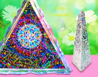 Handgefertigtes 3D Kaleidoskop mit Würfelprisma, Frühlingsverzauberung Naturszene, visuelle Kunst Geschenk für Erwachsene und Kinder