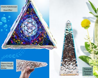 Triangular Pyramid 3D Kaleidoscope with Colorful Prism - Oceanic Reverie Theme - Mesmerizing Underwater Dreamscape