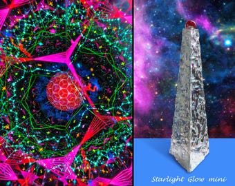 Glow-in-the-Dark Mini Kaleidoscope - 'Starlight Glow Mini' - Neon Cosmic Starburst - Handmade Sensory Art Decor
