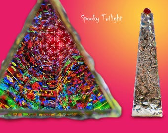 Handmade Kaleidoscope  - with Fluorescent Glass Orb - Mini Version of Spooky Twilight- Perfect Halloween Gift for All Ages