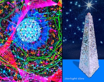 Handcrafted 3D Kaleidoscope - 'Starlight Glow' theme - Cosmic Starburst & Neon Trails -  Gift for Dreamers and Star Gazers