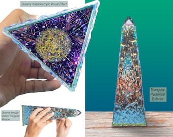 3D Kaleidoscope with Top Prism - Triangular Pyramid Shape - Multiple Enchanting Patterns Available - Perfect Birthday Gift for All Ages