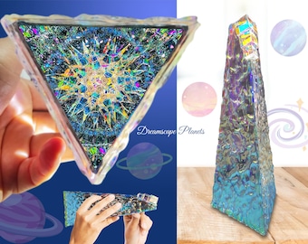 3D Handcrafted Kaleidoscope - with 3 Cube Prisms on the top - Dreamscape Planets Theme - Perfect Gift for All Ages
