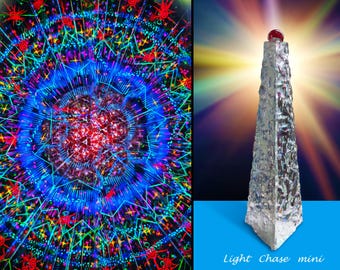 Handcrafted Kaleidoscope - 'Light Chase Mini' - Fluorescent Orb - Neon Cyberpunk Art & Gift for Tech Lovers