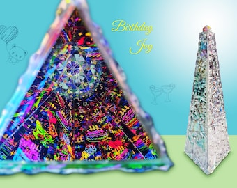 Handmade 3D Kaleidoscope – Birthday Joy Theme with Cube Prism