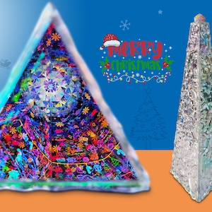 Merry Christmas Kaleidoscope with optional light Base | 3D Visual Art and Desktop Lamp | Unique Holiday Gift