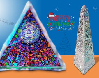 Merry Christmas Kaleidoscope | 3D Holiday Art, Optional Light Base