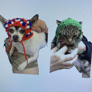 Crochet Cat Neckerchief Head Scarf Hat Bonnet Granny Square Style Dog OR Cat Hat Pattern, Pet Pattern, PDF Digital Download