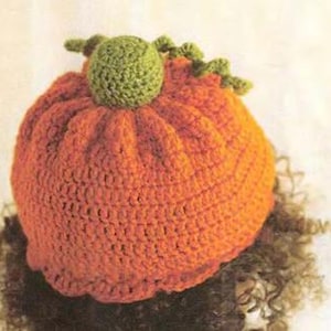 Crochet Pumpkin Hat Cap Muster NUR Sofortiger digitaler Download PDF Halloween Kostüm Herbst Hut Vintage