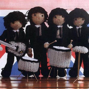 The Beatles Fab Four With Instruments Amigurumi Vintage patterns crochet pattern instant download digital PDF