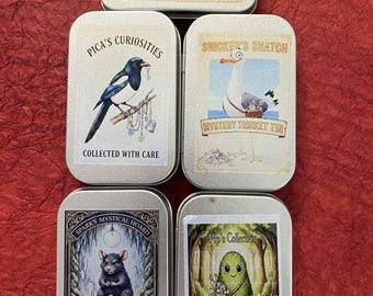 Your Choice Treasure Box, Goblin, Magpie, Seagull, Rat OR Forest Sprite, Tin Only, Empty DIY Trinket Keeper, Treasure Holder Gift