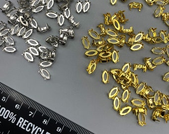 20 x 5x10 mm Silber- oder Goldfassung für kubische Zirkonia-Steine im Marquise-Schliff, Krallenfassung mit leerem Rahmen für Swarovski, Navette, Kristalle, zum Aufnähen