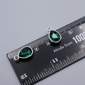 4pcs Sea Green Glass Charms – 14.5x9x5mm Faceted Teardrop Pendants in Silver with Loop for Earrings, Necklaces, Bracelets, Jewellery Making