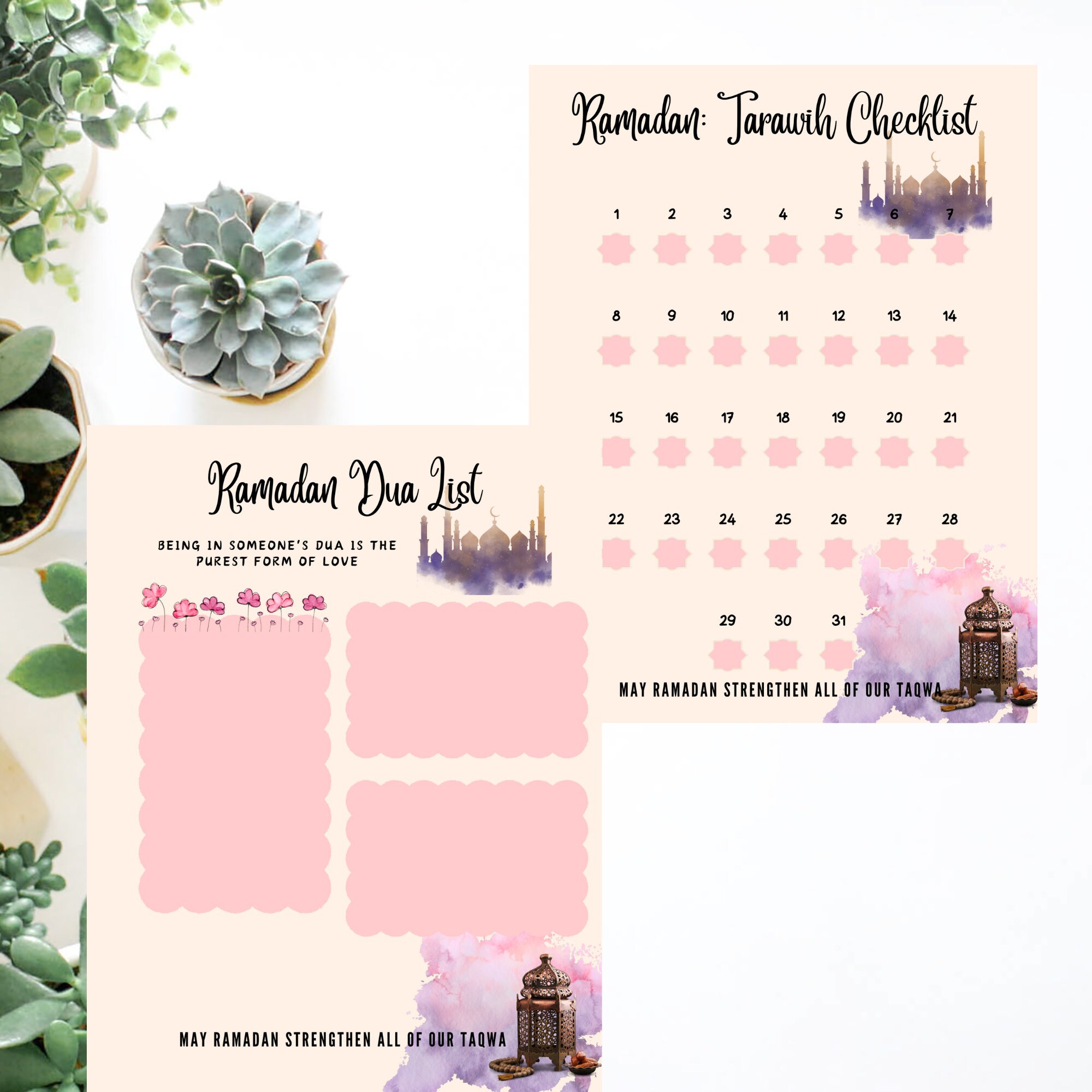 Printable Ramadan Planner Ramadan Weekly Daily Planner Tarawih Checklist Daily Prayer Tracker ...