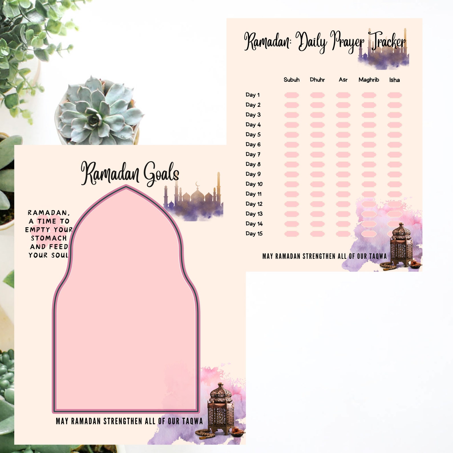 Printable Ramadan Planner Ramadan Weekly Daily Planner Tarawih Checklist Daily Prayer Tracker ...