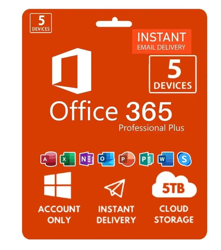 Compte Microsoft 365 (5 appareils, A vie, 5TB OneDrive