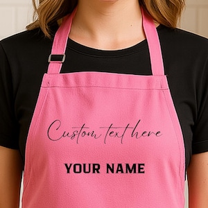 Personalized Chef Apron with Custom Name Text – Custom Cooking Apron Gift for Women & Men, Embroidered Kitchen Apron