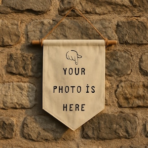 Custom Photo Wall Pennant – Personalized Canvas Flag with Picture or Quote, Hanging Banner for Home Decor, Housewarming Gift