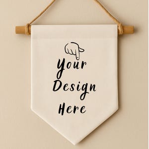 Custom Canvas Wall Pennant, Personalized Quote Banner, Hanging Flag with Your Design or Text, Housewarming Gift, Boho Home Decor, Wall Decor