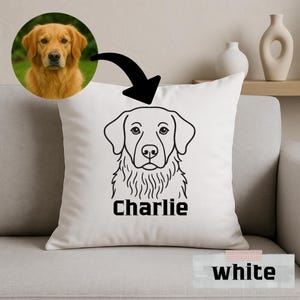 Personalized Pet Photo Pillowcase, Custom Dog Pillow, Pet Gift, Pet Lover Gift, Wall Decor for Pet Owners, Line Drawing, Pet Loss Gift