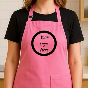 Custom Logo Apron with Pockets – Personalized Apron for Men & Women, Printed Business Apron, Chef Gift, Custom Text Kitchen Apron