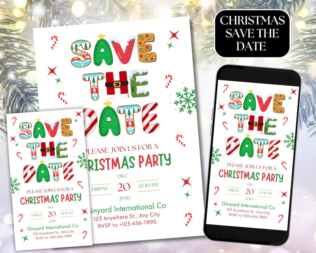 Save The Date Christmas Party Invitation Printable