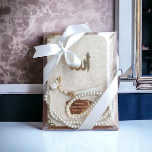 Benutzerdefinierte Gold Samt Yaseen, Gebetskette Muslim Geschenkset, Perle Tasbeeh, Mawlid Geschenkset, Luxus Islamischer Yaseen Set, Jungvermählten Koran Geschenk