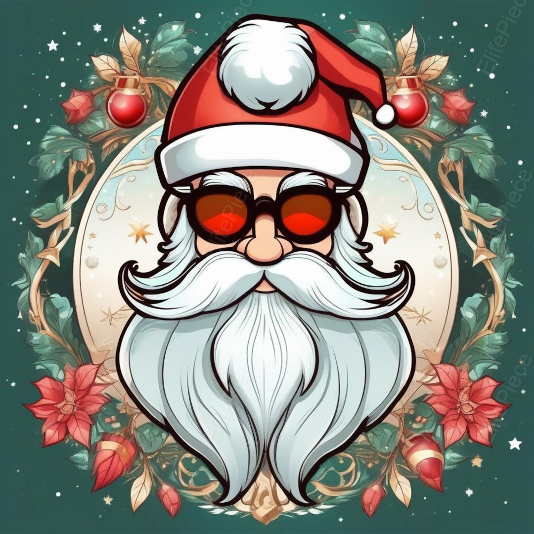 Santa Claus Face Svg, Christmas Digital Art Svg Png, Clipart, Digital