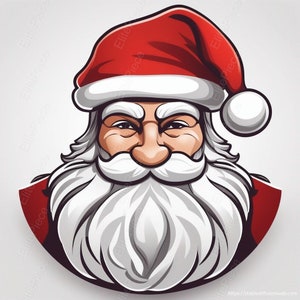 Santa Claus Face Svg, Christmas Digital Art svg png T-shirt, Sweatshirt, Clipart, Vector Cut File, SVG, PNG, DXF, eps, pdf Clip Art Files.