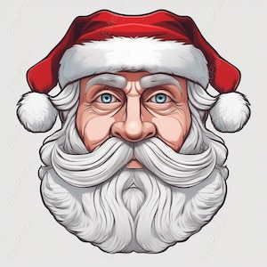 Santa Claus Face Svg, Christmas Digital Art svg png T-shirt, Sweatshirt, Clipart, Vector Cut File, SVG, PNG, DXF, eps, pdf Clip Art Files.
