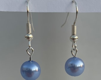 Blue pearl earrings
