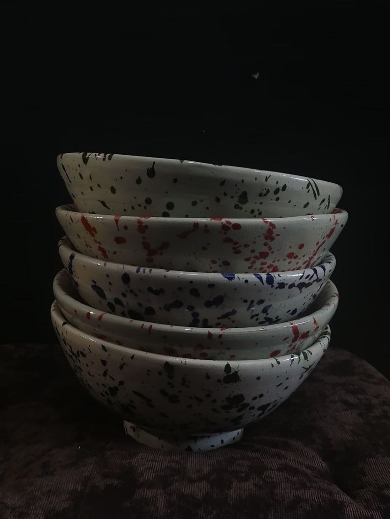 Ciotole in ceramica fatte a mano del Marocco, Insalatiera marocchina in ceramica maculata artigianale immagine 3