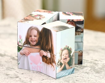 Infinity Photo Cube,Memory family photo cube, Custom Mother‘s day surprise gifts,Birthday Unique Gift For Boyfriend, grandma photo gift