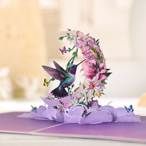 Hummingbird Flower 3d pop up card, Mother‘s day gift card, Birthday gift, gift for her, spring gift card, Anniversary Flower card