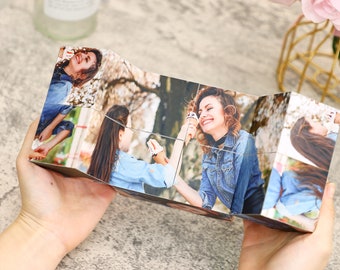 Customizable Infinity Photo Cube,Memory Couple photo cube, Mother‘s day surprise gifts,Birthday Unique Gift For Boyfriend,Couples photo gift