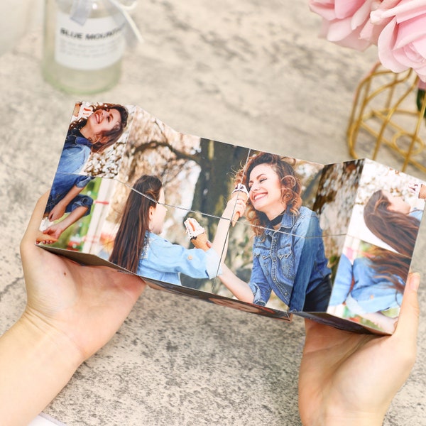 Customizable Infinity Photo Cube,Memory Couple photo cube, Mother‘s day surprise gifts,Birthday Unique Gift For Boyfriend,Couples photo gift