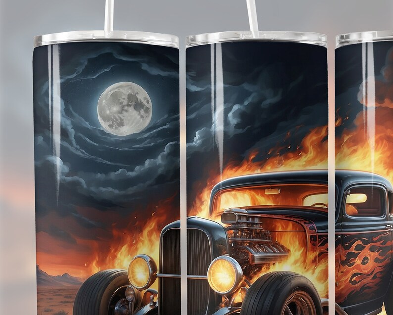 Hot Rod Car Tumbler Sublimation Design: Vintage Muscle Car PNG (digital ...