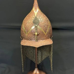 Copper Engraving Antique Helmets - 50 Cm  - Seljuk/Ottoman Style - Replica