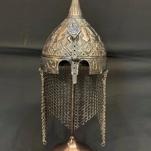 Brass Antique Helmets - 50 Cm  - Seljuk/Ottoman Style - Protective Verses - Replica