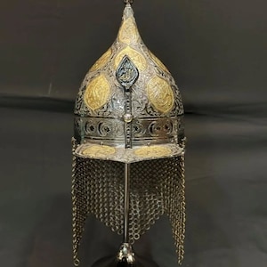 Silver Plated Copper Processing Antique Helmet - 50 Cm  - Seljuk/Ottoman Style - Replica