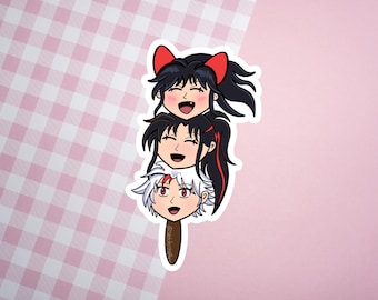 Pegatina holográfica troquelada inspirada en Yashahime / Pegatina pequeña de vinilo "Anime-Trio"