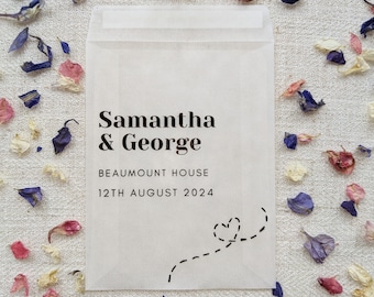 Personalized Wedding Favor Bags: Dotted Heart, Biodegradable Glassine