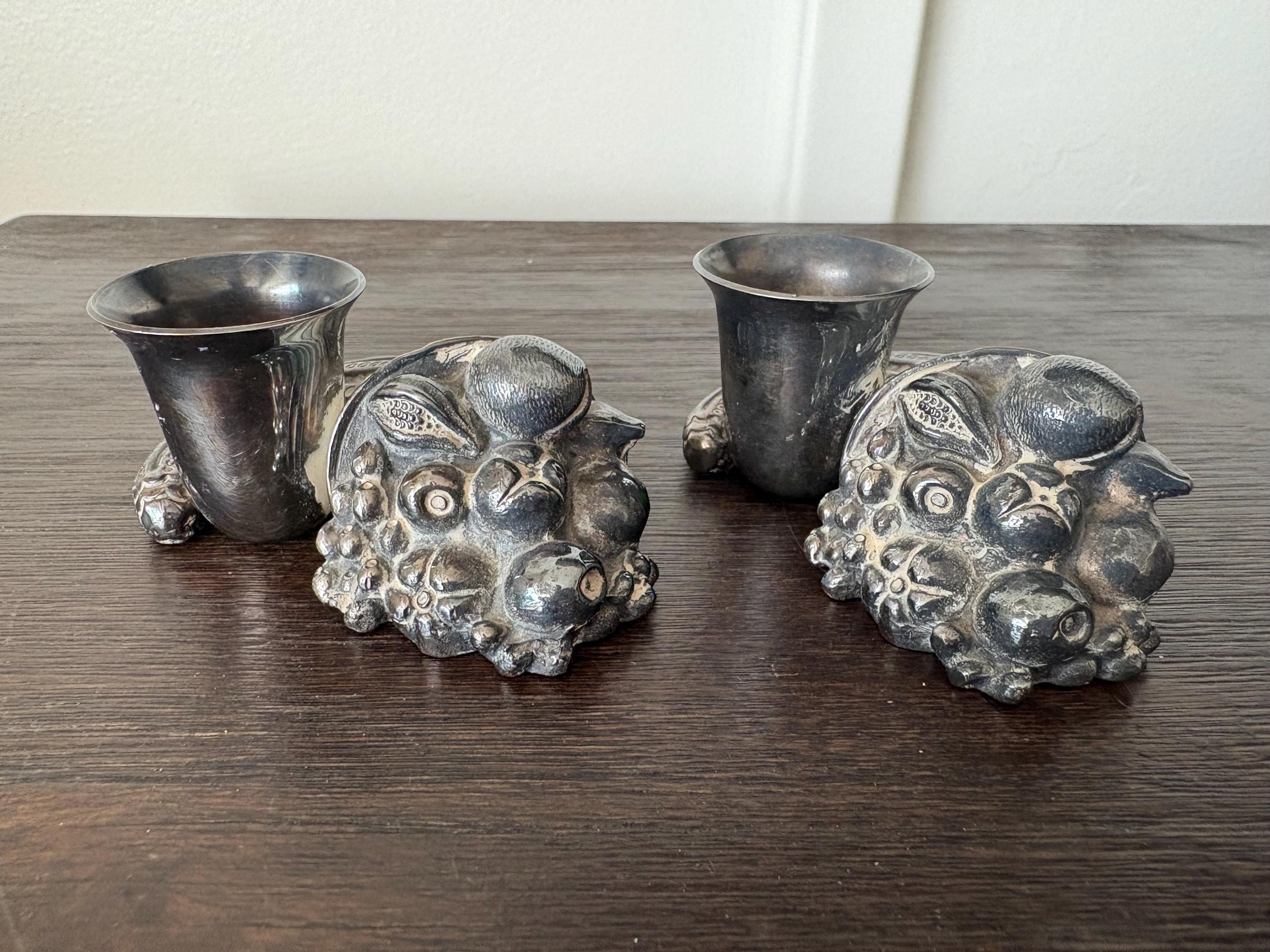 2 Reed & Barton Cornucopia #263 Silver Plated Vintage Candle