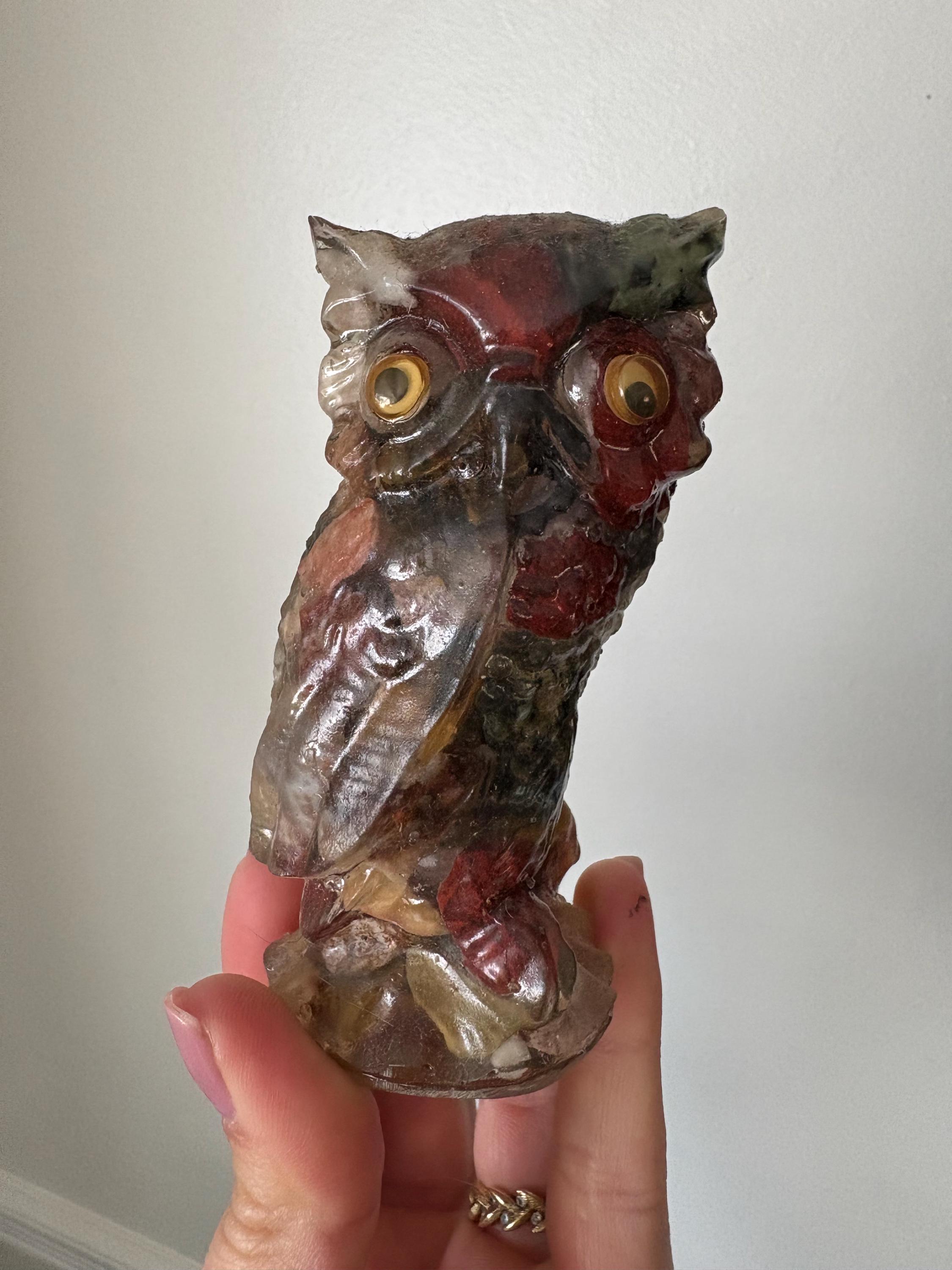 Vintage Vomit Rock Owl Googly Eye MCM Collectible Shelf Sitter Decor