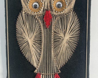 MCM Owl String Art Googly Eyes 11.5x8” Neutral Colors