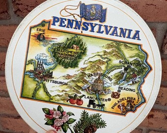 Vtg Tom Sturgis 1986 Pretzel Tin Pennsylvania State theme 8” x 5” Deer Fish
