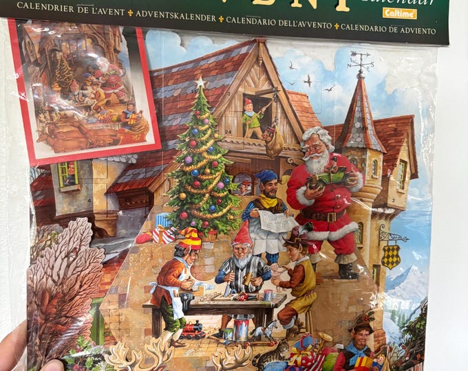 Vintage Classic Pop up Advent Calendar Santa Castle Elves Reindeer ...