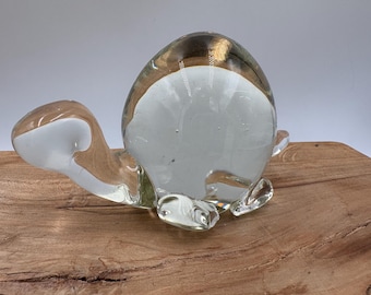 Simple Clear Glass Turtle Paperweight Office Gift  Animal Tortoise Collector Egg