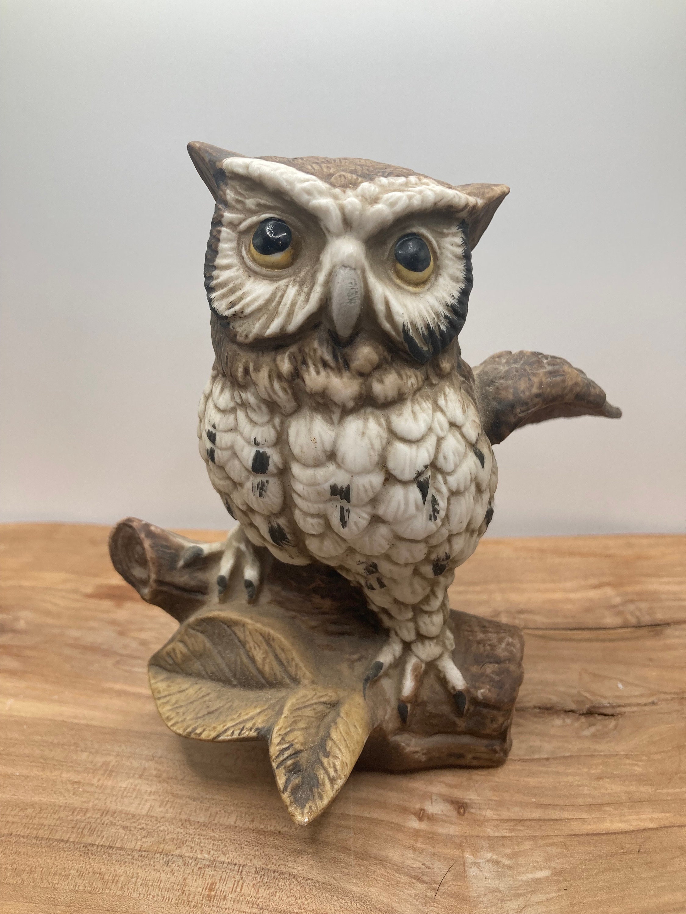 Homco Great Horned Owl #1114 Figurine Painted Ceramic Porcelain Vintage No Chips